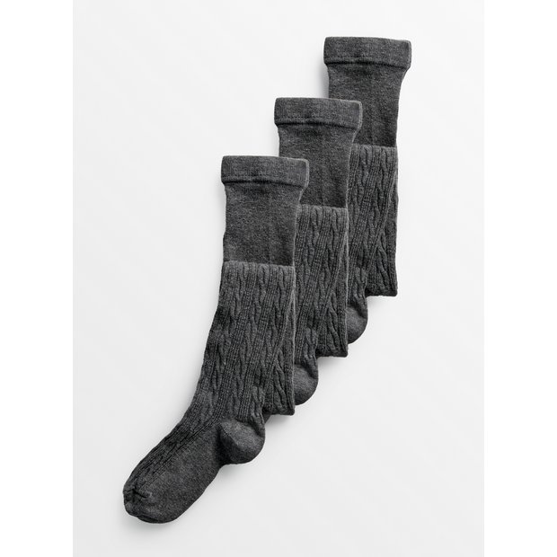 cable knit tights - charcoal grey