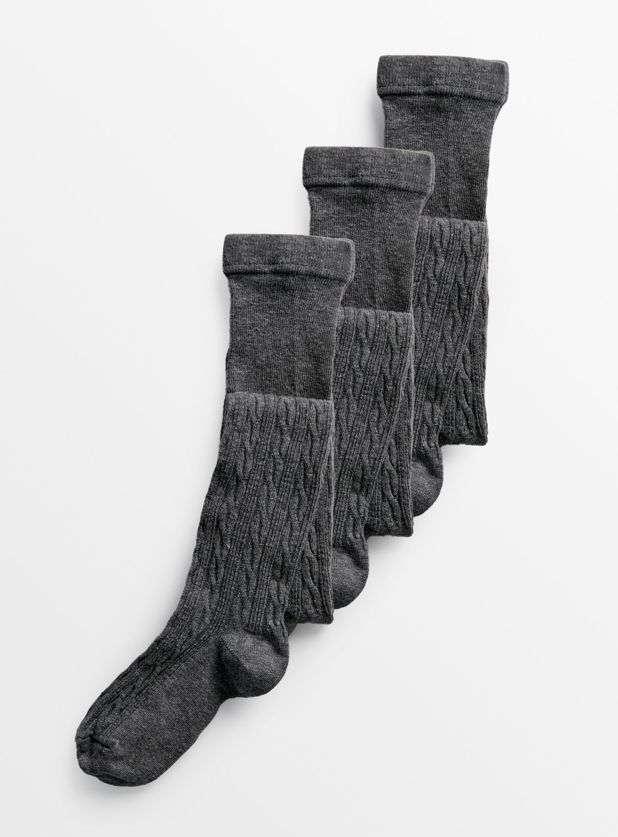 Grey Cable Knit Tights 3 Pack