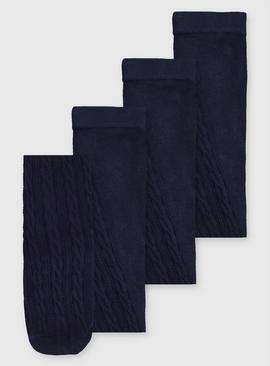 Navy Cable Knit Tights 3 Pack 