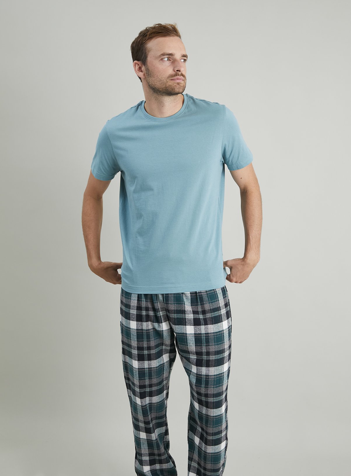 mens cuffed fleece pyjama bottoms