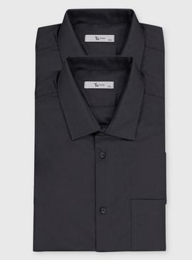 Black Slim Fit Short Sleeve Shirt 2 Pack 