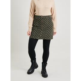 Khaki Corduroy Spot Mini Skirt