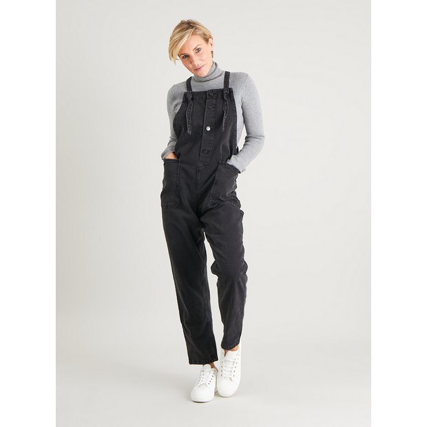 Black dungarees hot sale womens