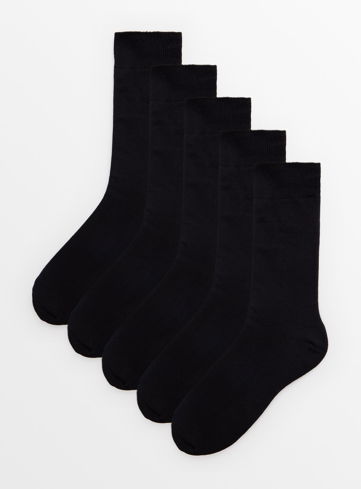 Black Cushioned Comfort Sole Socks 5 Pack 
