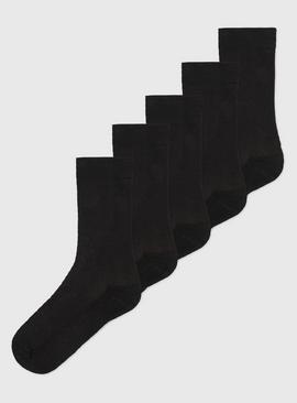 Black Cushioned Comfort Sole Socks 5 Pack 