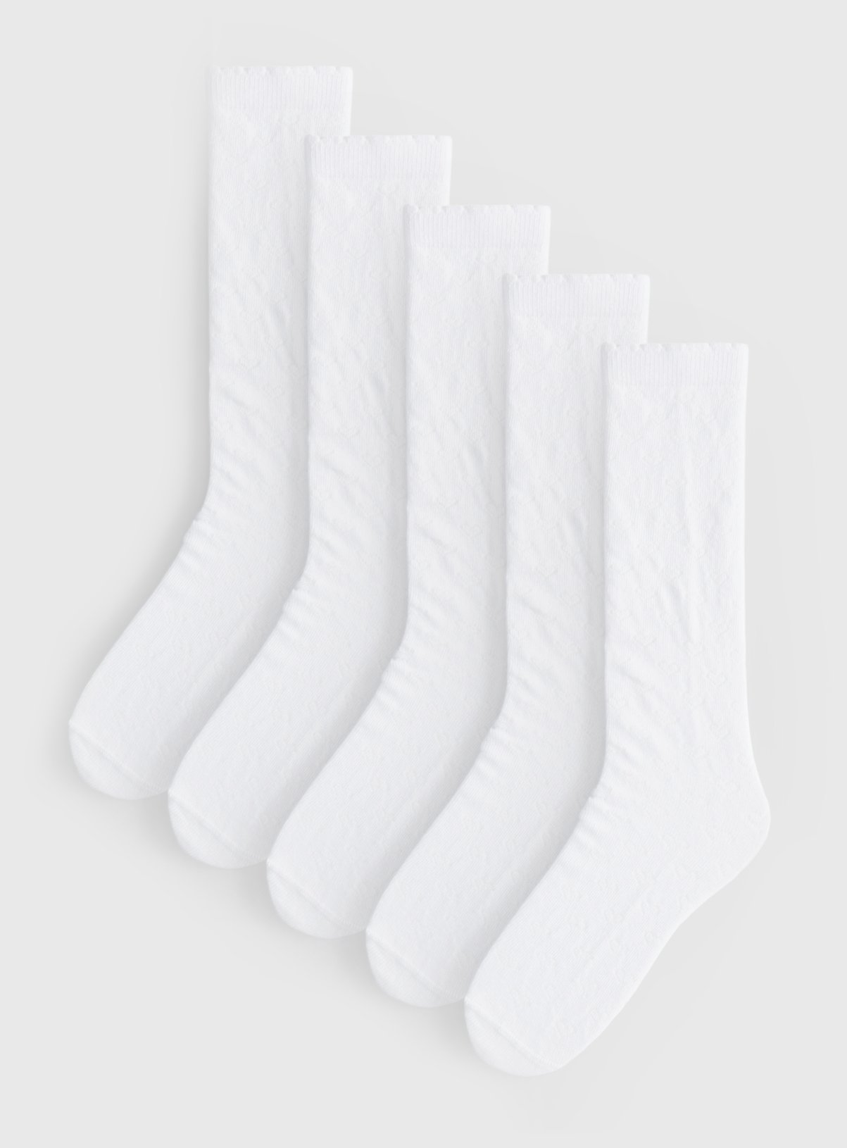 White Heart Knee High Socks 5 Pack