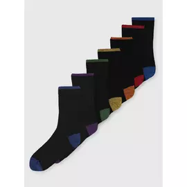 Black Colour Accent Stay Fresh Ankle Socks 7 Pack