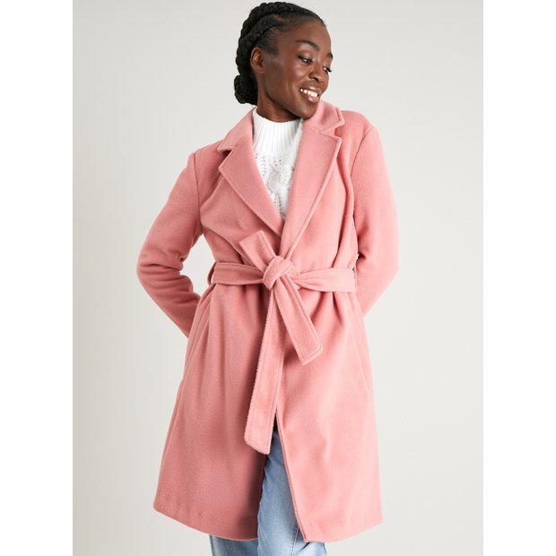 Pale pink wool on sale coat