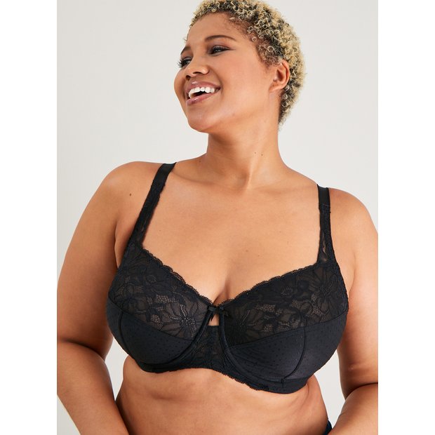 Buy Dark Grey Shine Lace Back Padded Bra 32A | Bras | Argos