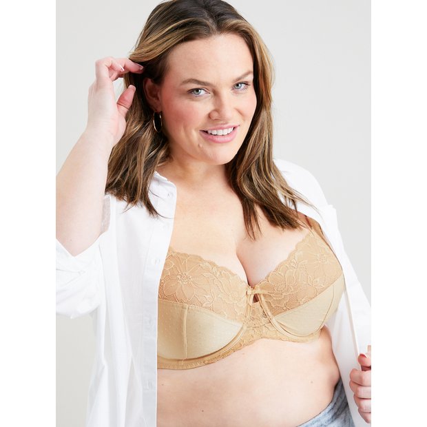 Buy Latte Nude Recycled Lace Full Cup Bra 36D, Bras