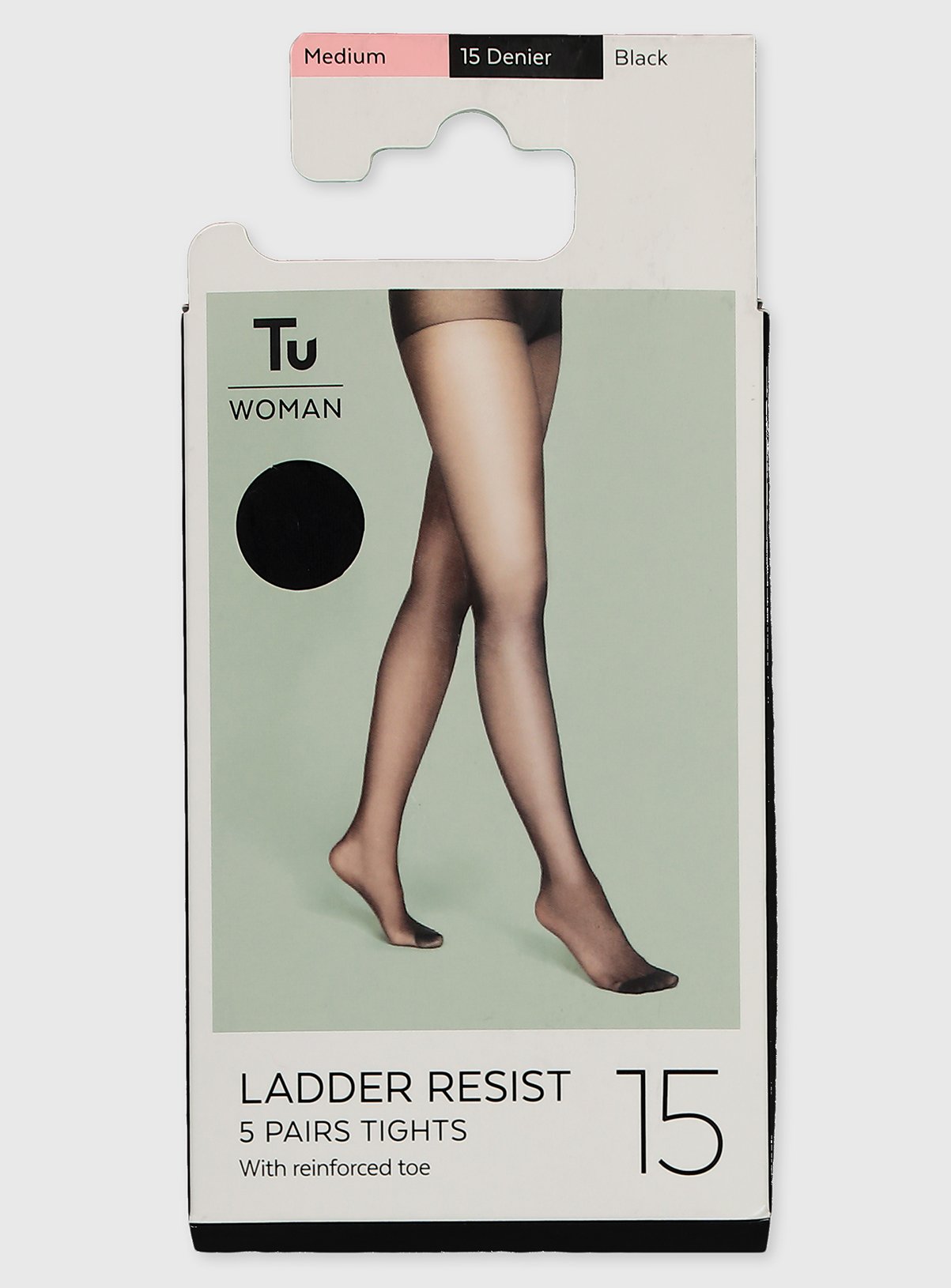 Black 15 Denier Ladder Resistant Tights 5 Pack