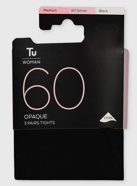 Black 60 Denier Opaque Tights 3 Pack 