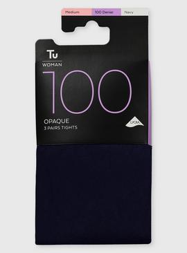 Navy 100 Denier Opaque Tights 3 Pack