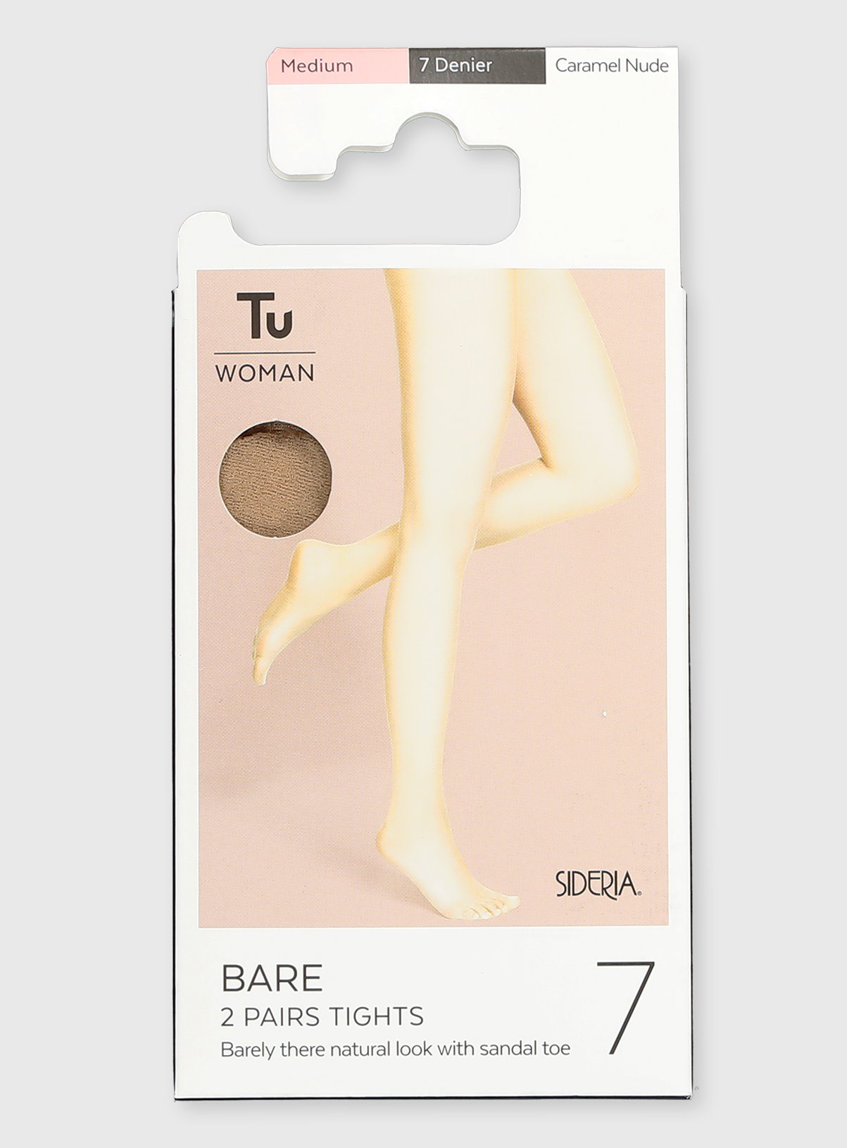 Caramel Nude 7 Denier Bare Tights 2 Pack 