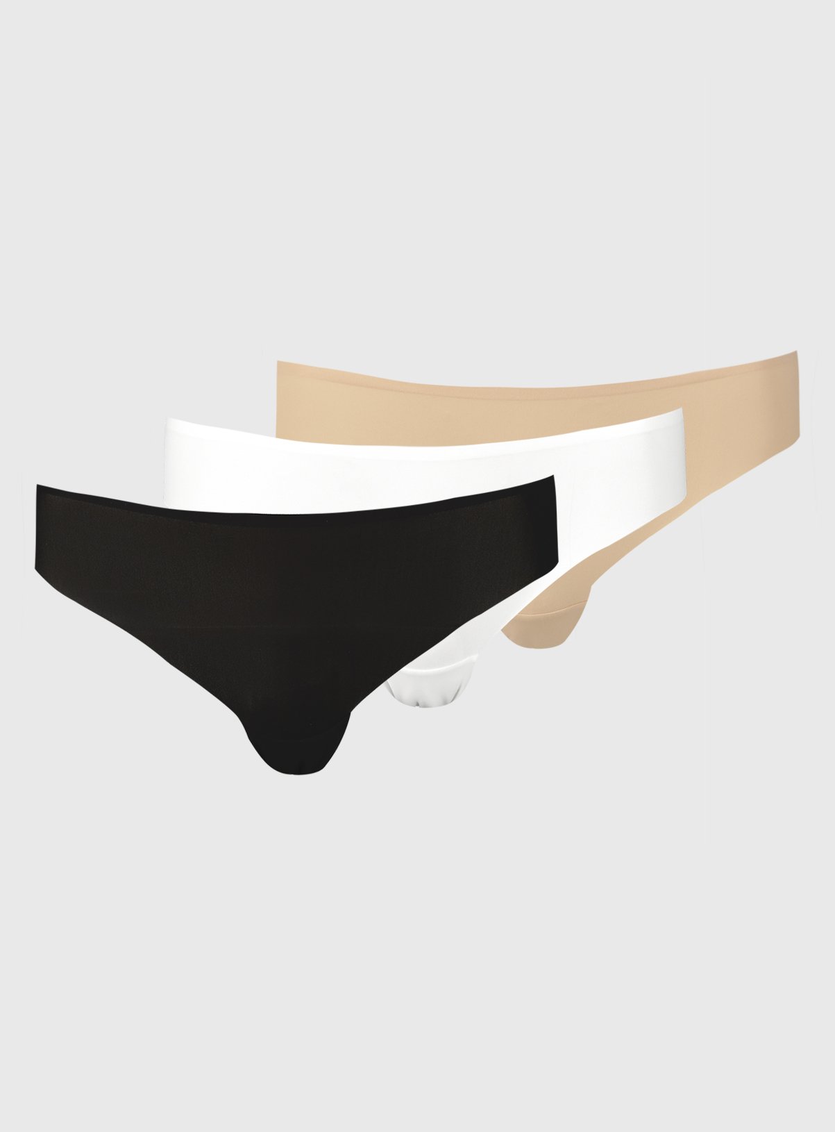 Black, White & Beige Brazilian No VPL Knickers 3 Pack 