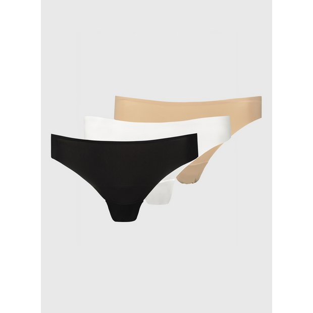 Buy Black, White & Latte High Leg No VPL Knickers 3 Pack 6