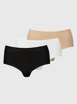 3 pack of midi briefs in beige, red and white