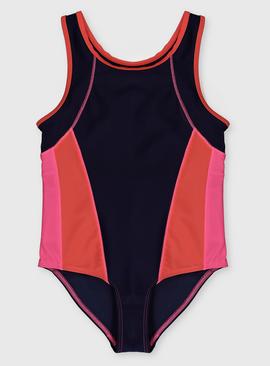 Navy Colour Block Swimsuit 