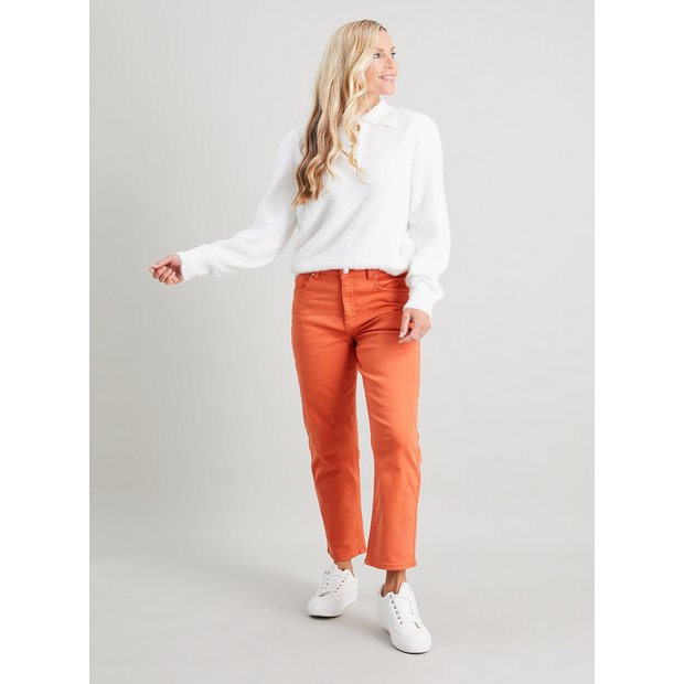 Ladies store orange jeans
