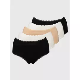 White, Black & Beige Supersoft Full Knickers 5 Pack