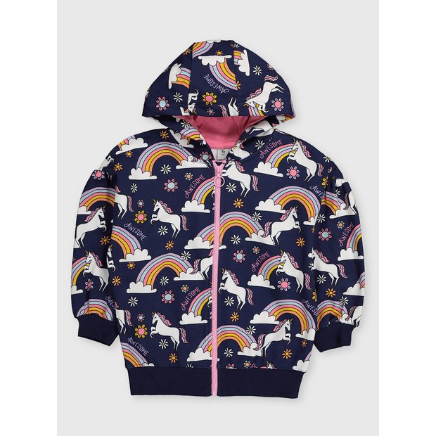 Buy Navy Unicorn Zip Through Hoodie 3 years Jumpers and cardigans Tu
