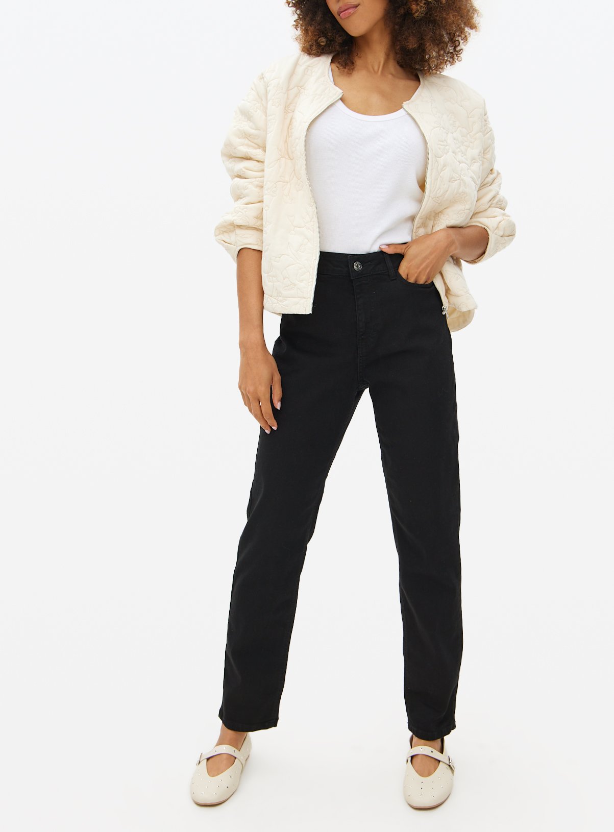 Black Denim Straight Leg Jeans 16S