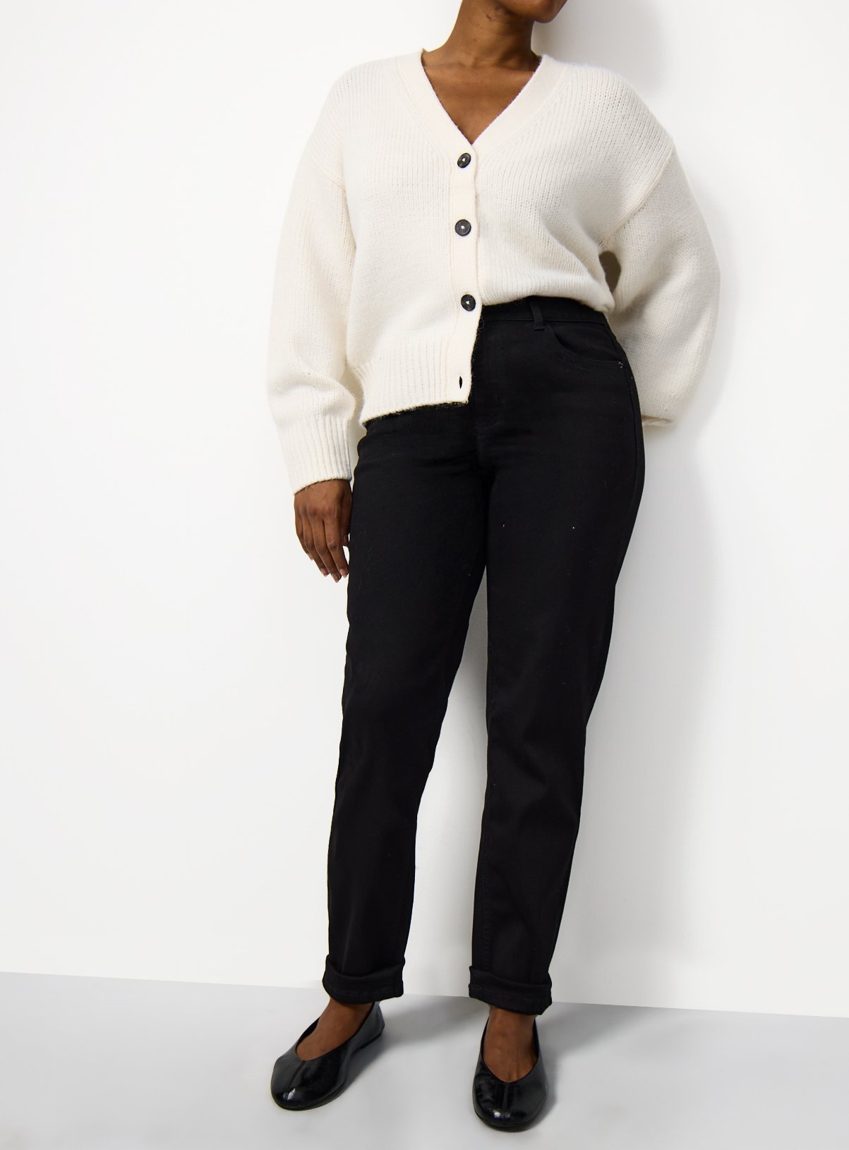 Black Denim Straight Leg Jeans 