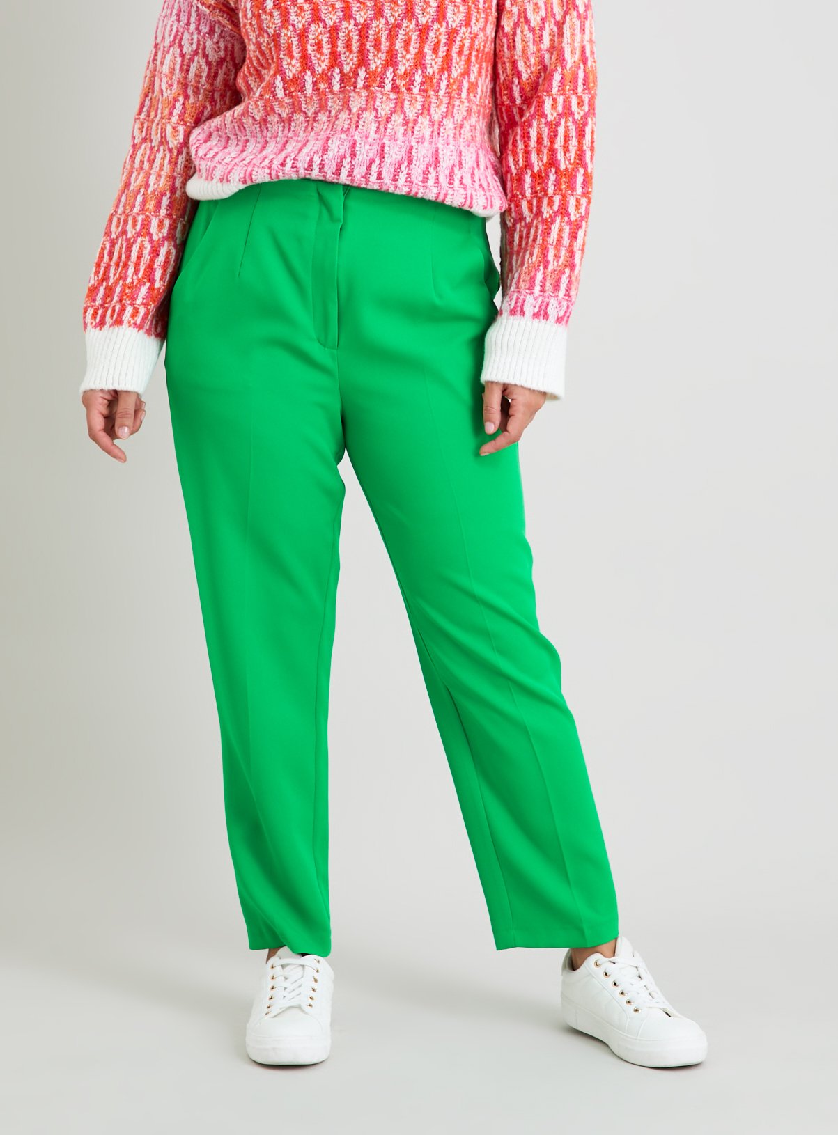 Green High Waisted Tapered Coord Trousers - 16