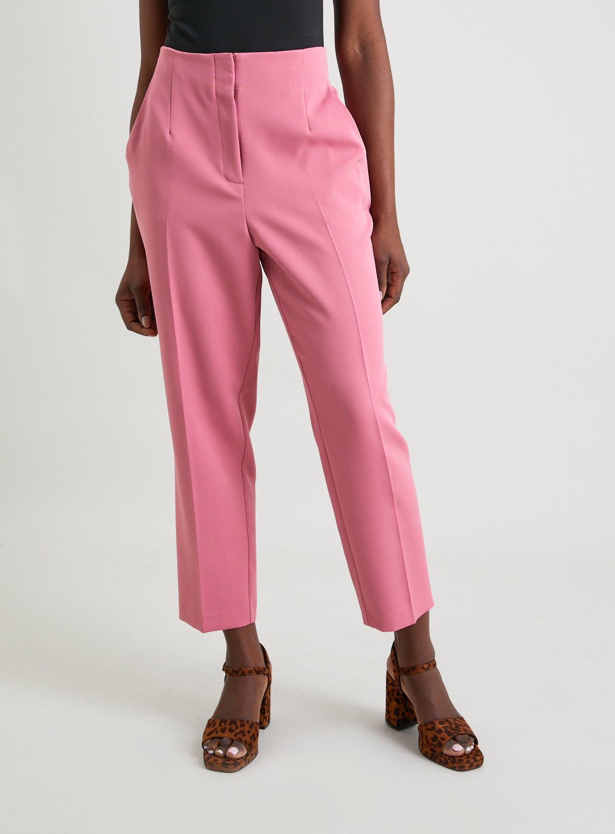Pink High Waisted Tapered Coord Trousers - 18