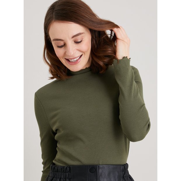 Buy Ribbed Tailored Fit Lettuce Hem Top Online at Best Prices in