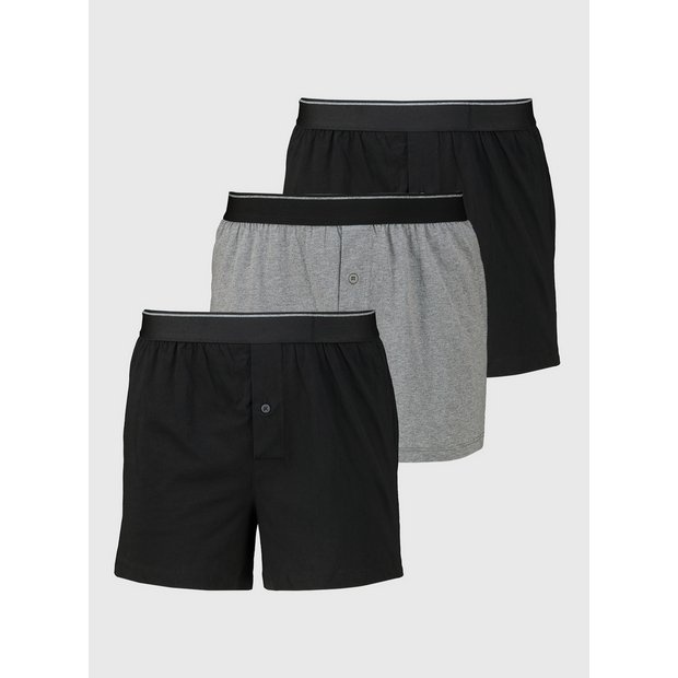 Buy Black Grey Jersey Boxers 3 Pack L Multipacks Tu