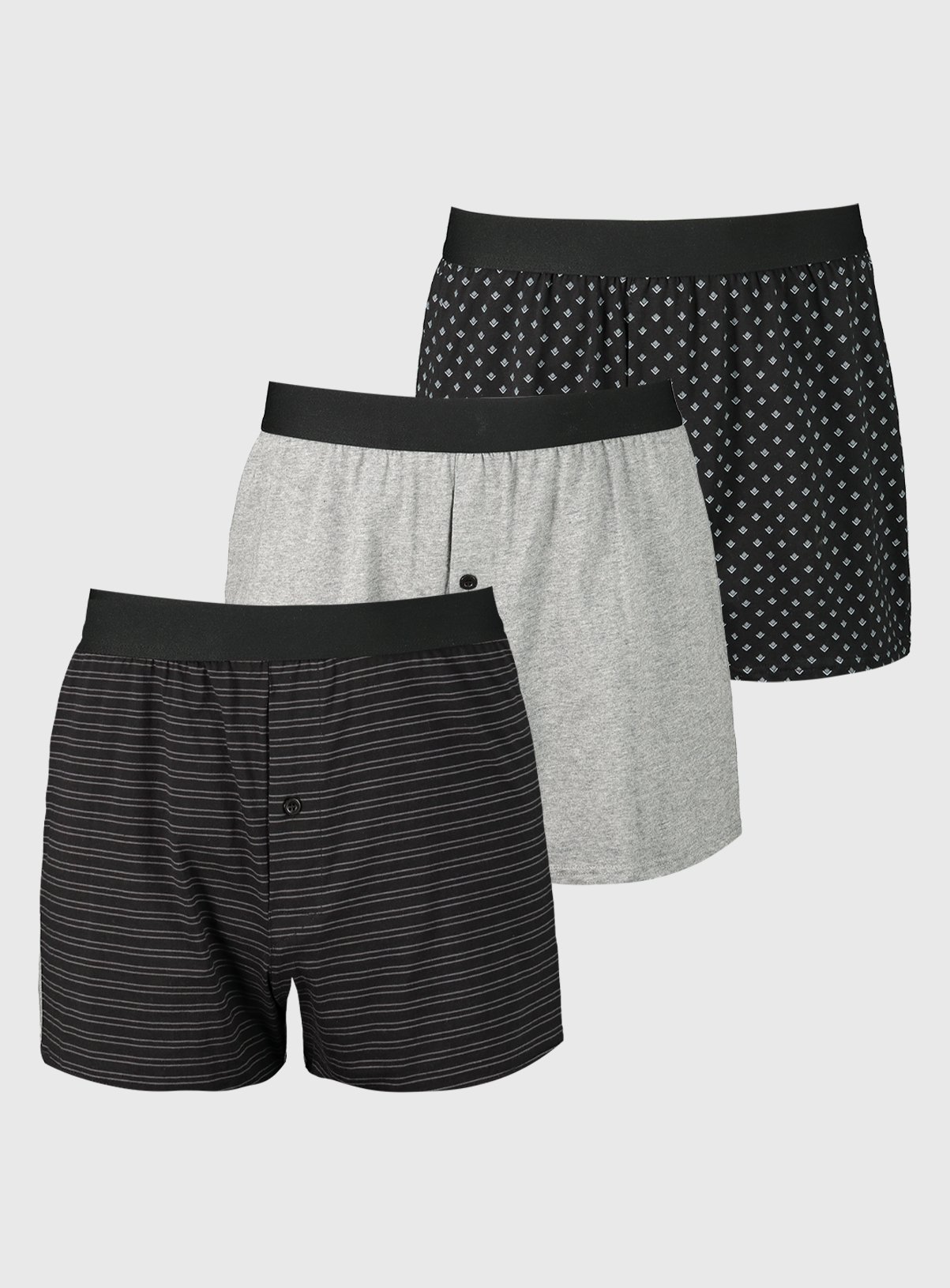 Black & Grey Boxers 3 Pack XS