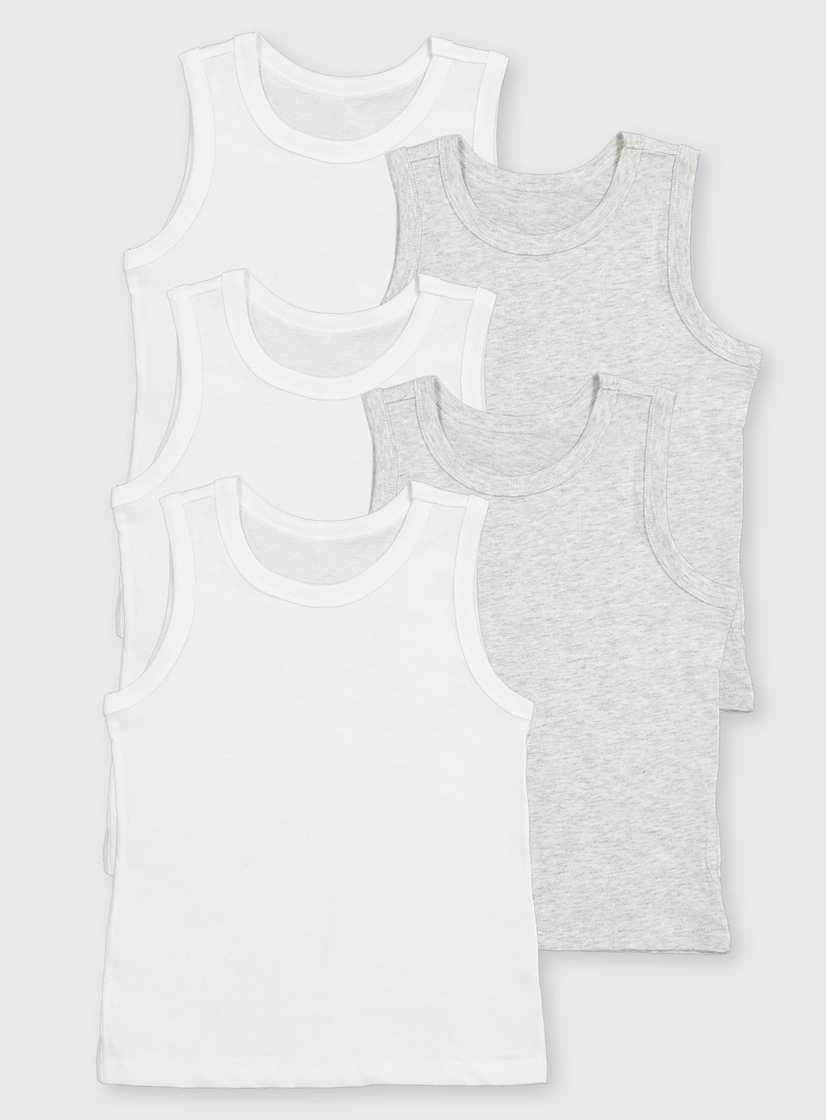 Grey & White Vests 5 Pack