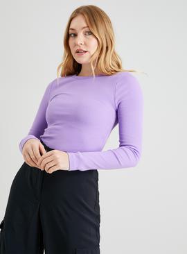 Ribbed Crew Neck Long Sleeve Top 