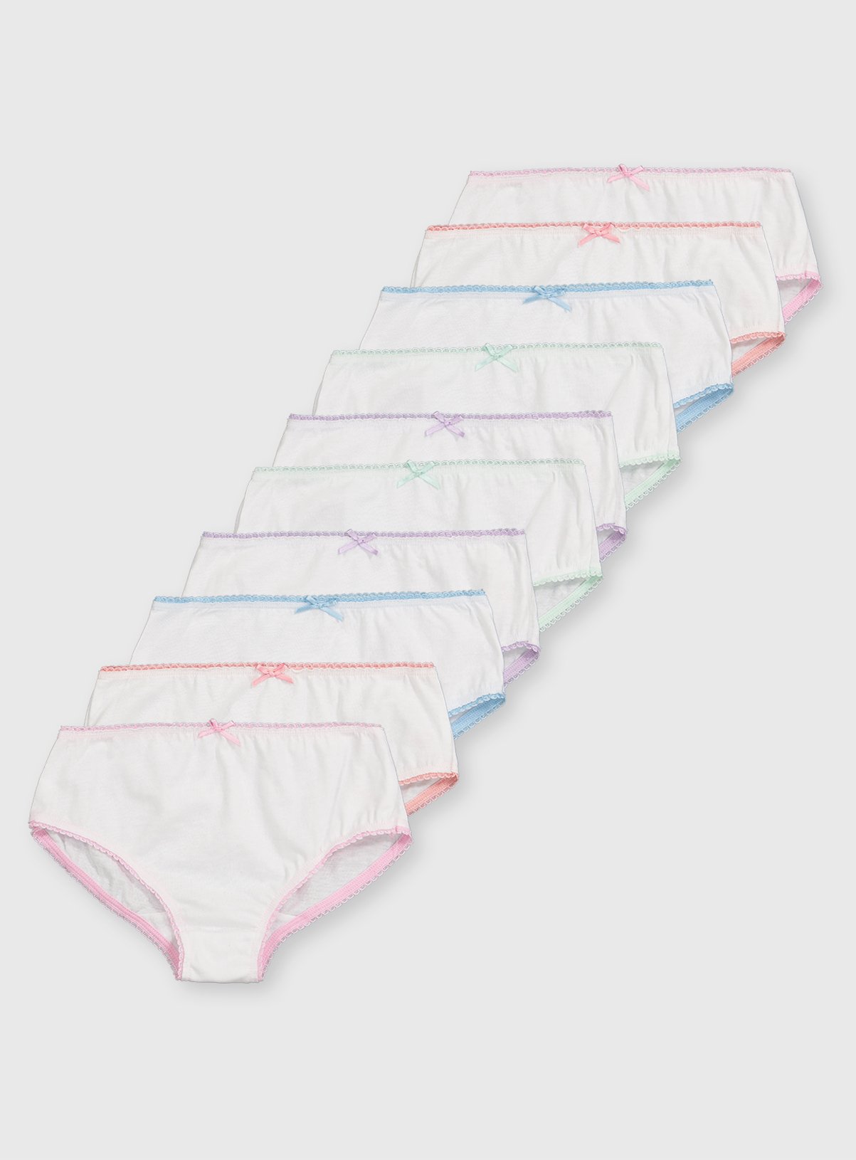 White Lace Trim Briefs 10 Pack