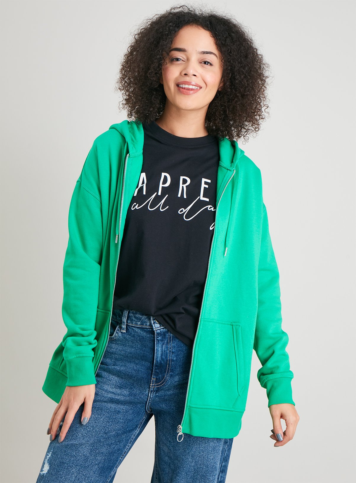 Zip-Through Longline Hoodie