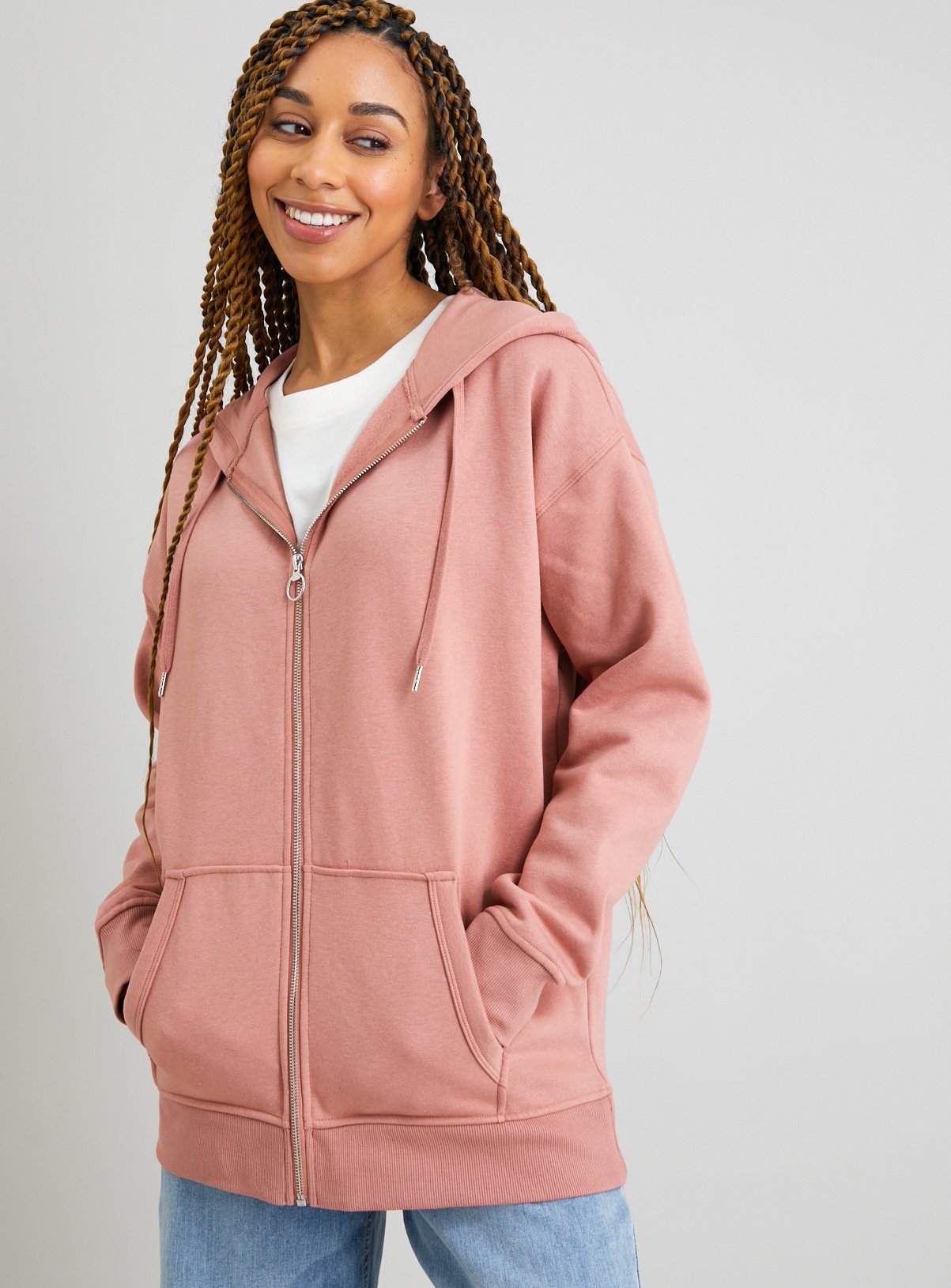 Zip-Through Longline Hoodie
