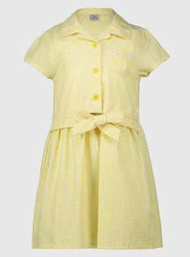 Yellow Gingham Tie Front Dress 