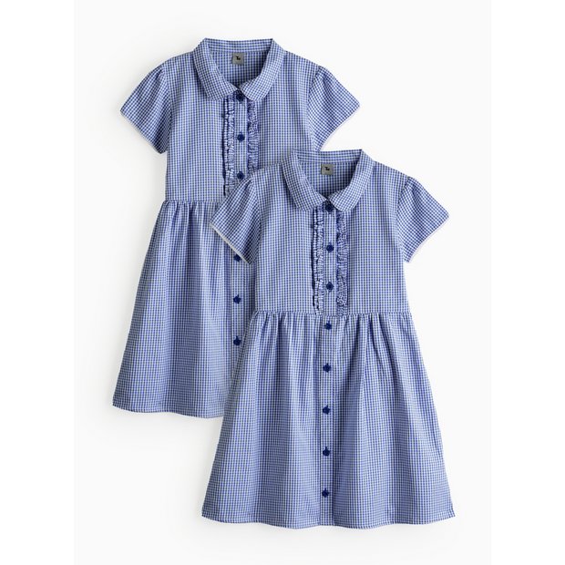princess polly baby blue dress Blue Gingham Check V-Neck Button Front Midi Dress main image 1