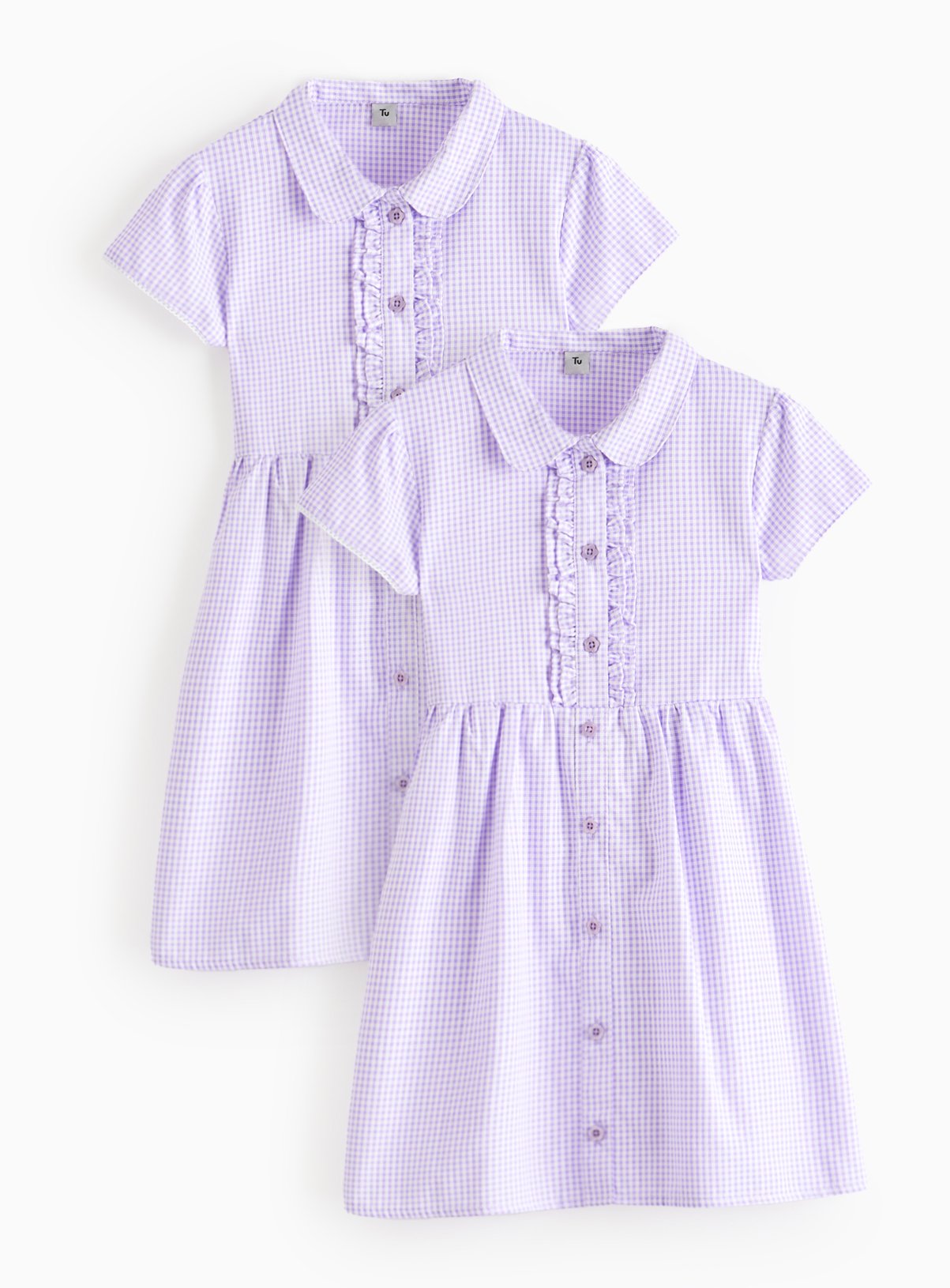 2 Pack Classic Lilac Back Bow Gingham Dress 