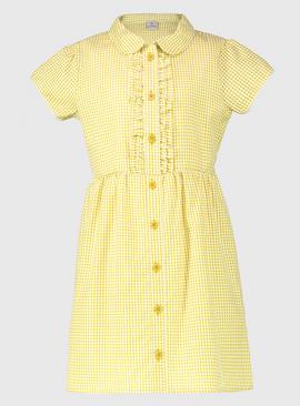 Yellow Generous Fit Gingham Plus Fit School Dress 