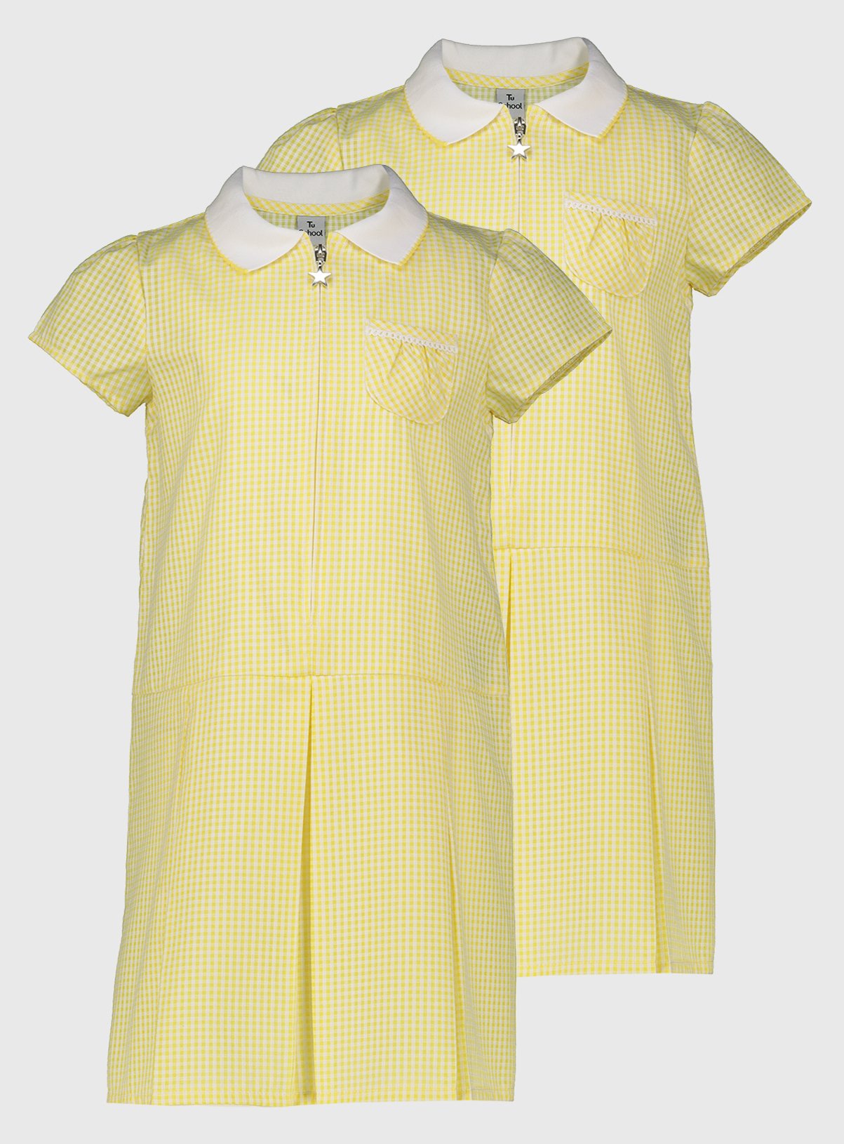 Yellow Gingham Sporty Pleated Dress 2 Pack 14 years