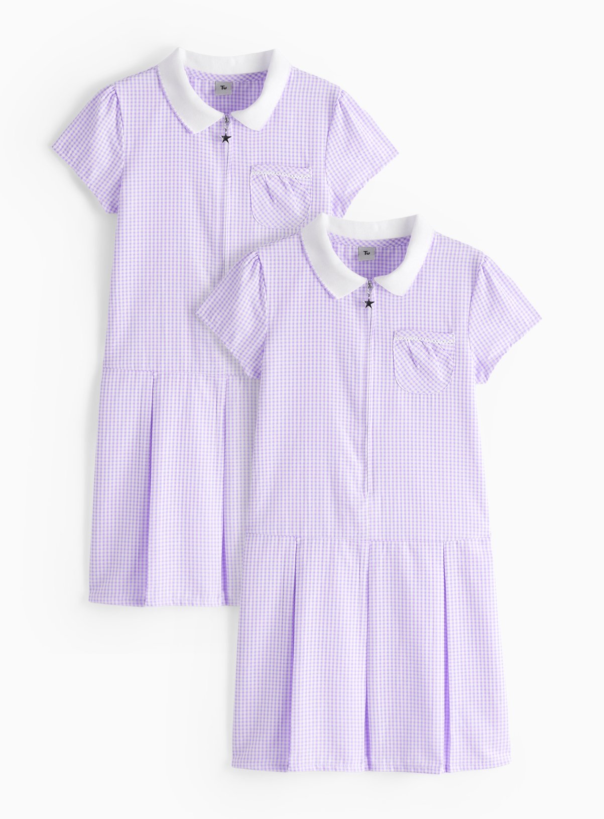 2 Pack Sporty Lilac Pleated Gingham Dress