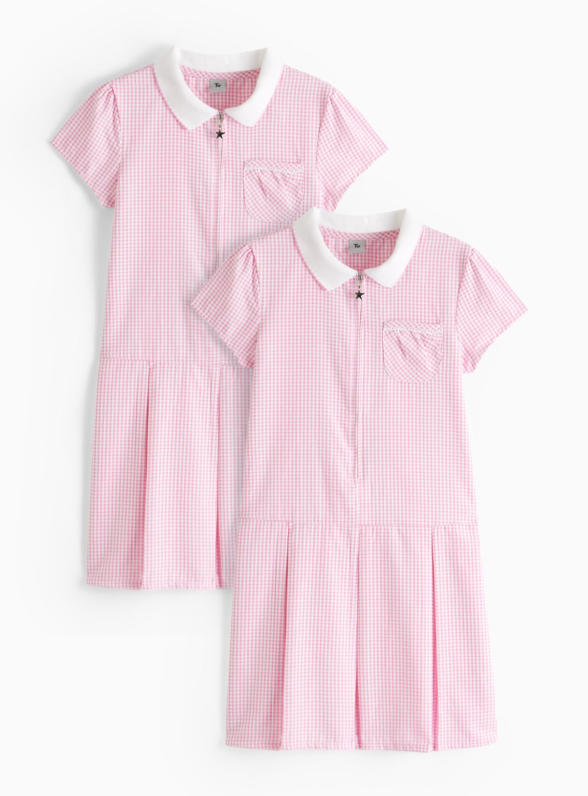 2 Pack Sporty Pink Pleated Gingham Dress 8 years