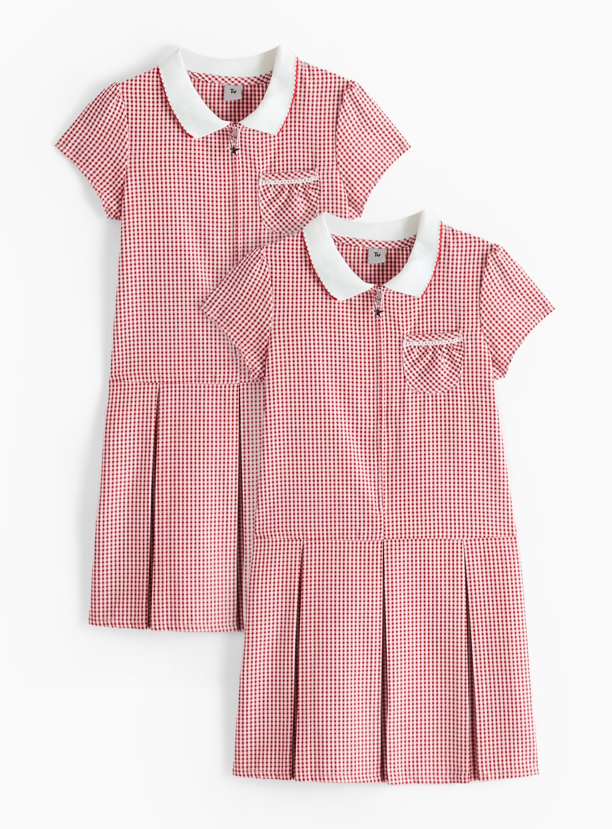 2 Pack Sporty Red Pleated Gingham Dress 11 years