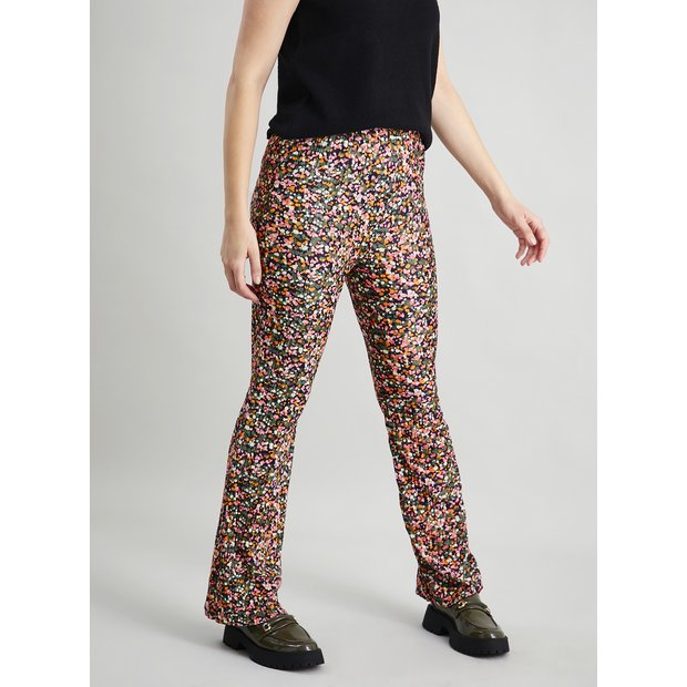 Buy Ditsy Floral Plissé Coord Kick Flare Trousers 14