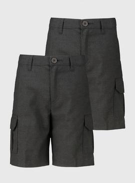 Grey Cargo School Shorts 2 Pack