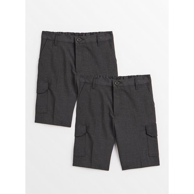 Buy Grey Cargo School Shorts 2 Pack 13 years School shorts Tu