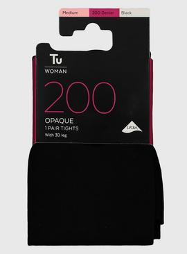 Black 200 Denier Opaque 3D Tights XL