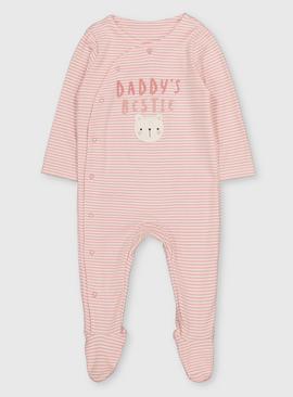 Pink Stripe Daddy's Bestie Sleepsuit 
